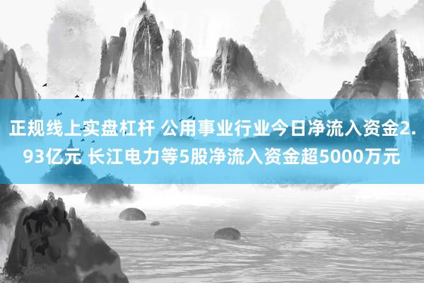 正规线上实盘杠杆 公用事业行业今日净流入资金2.93亿元 长江电力等5股净流入资金超5000万元