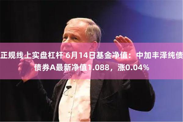 正规线上实盘杠杆 6月14日基金净值：中加丰泽纯债债券A最新净值1.088，涨0.04%