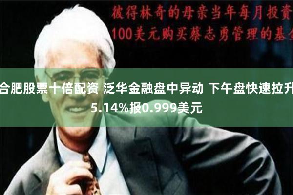 合肥股票十倍配资 泛华金融盘中异动 下午盘快速拉升5.14%报0.999美元